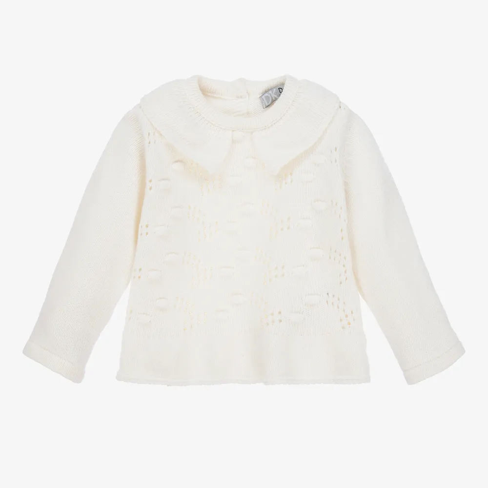 Girls Ivory Wool Sweater