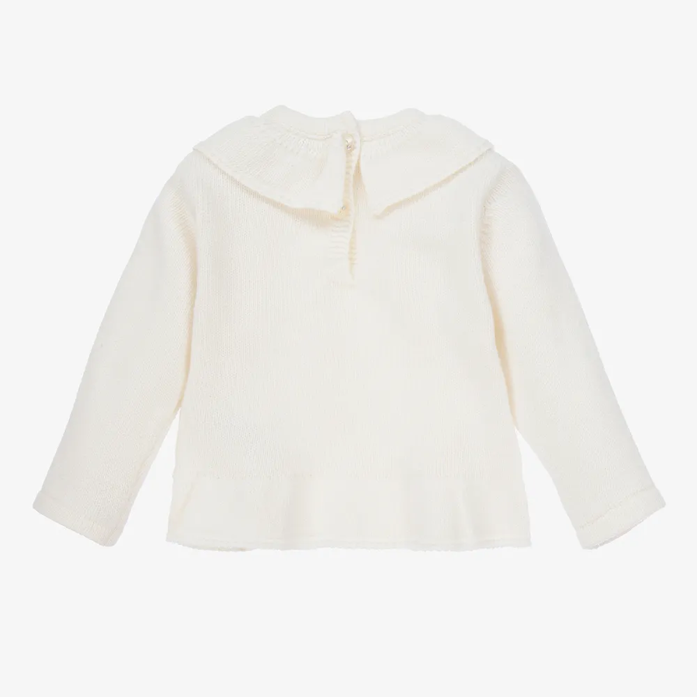 Girls Ivory Wool Sweater