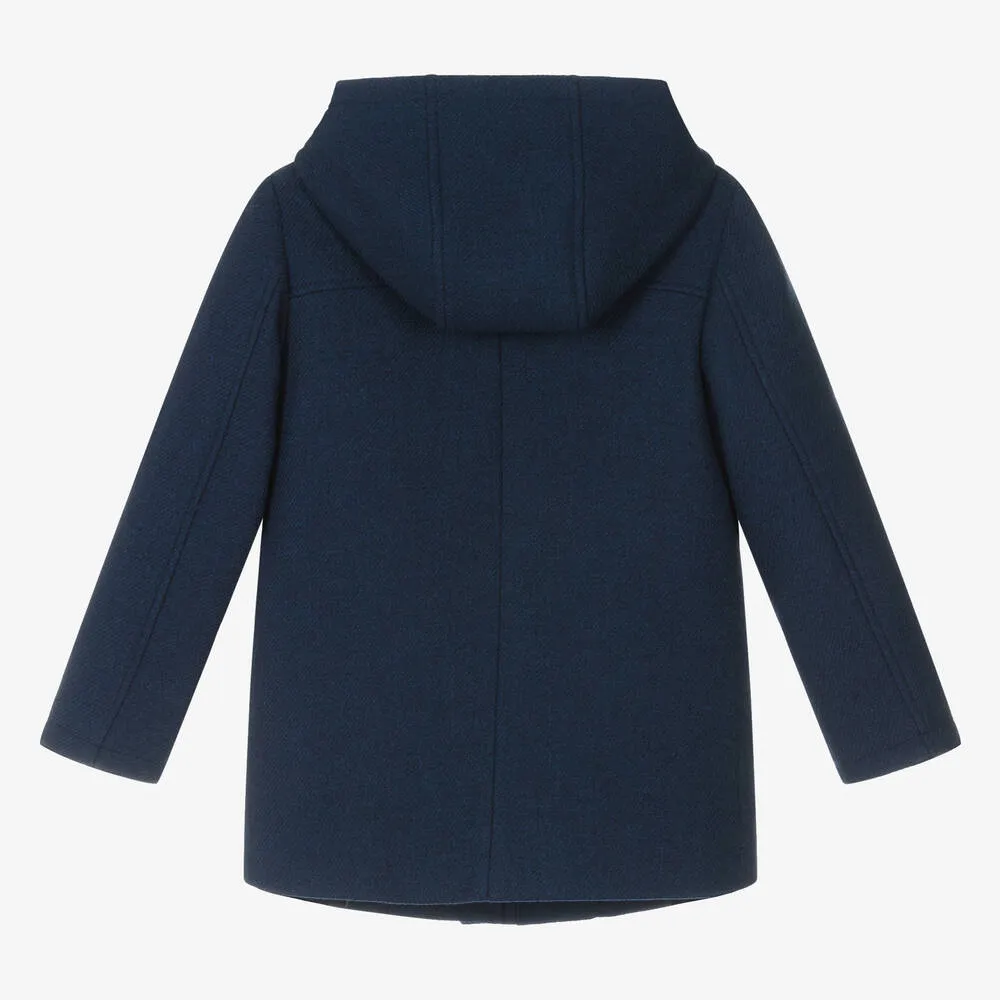 Girls Navy Blue Embroidered Duffle Coat