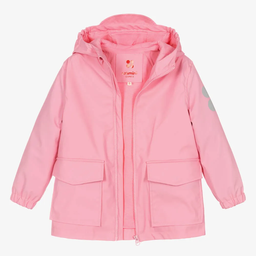 Girls Pink Zip-Up Hooded Coat 