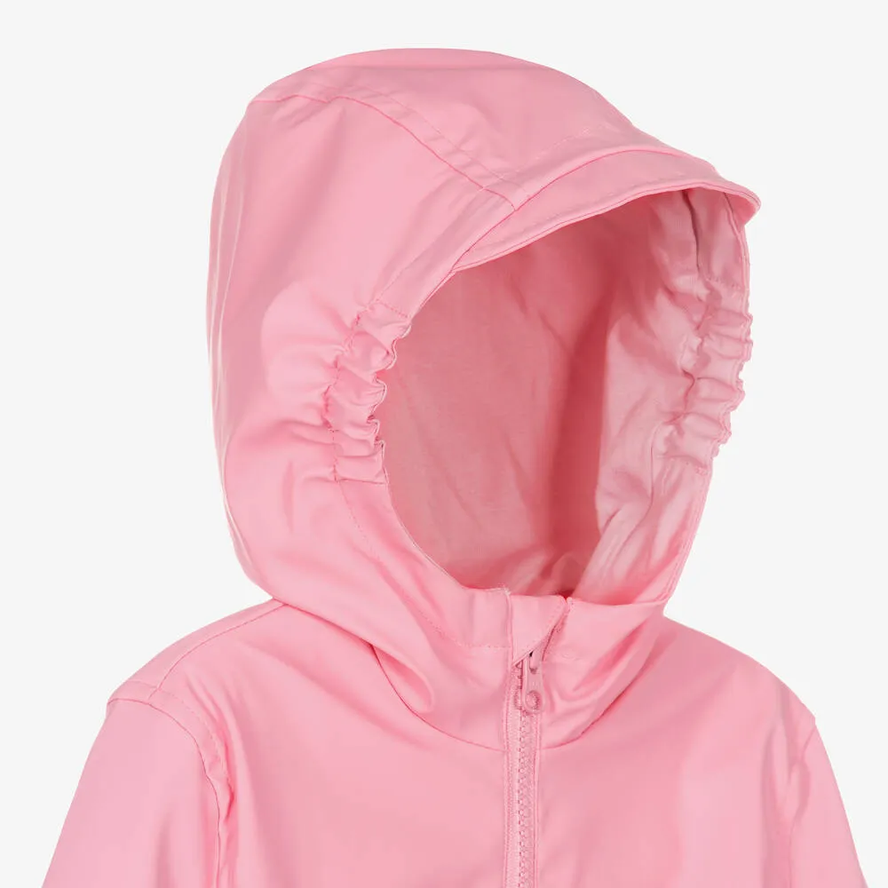 Girls Pink Zip-Up Hooded Coat 