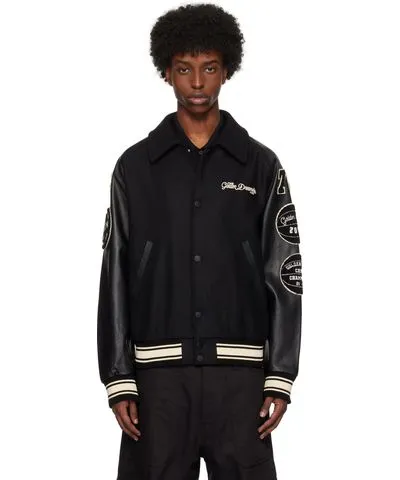 Golden Goose Black Wool Patch Bomber Jacket