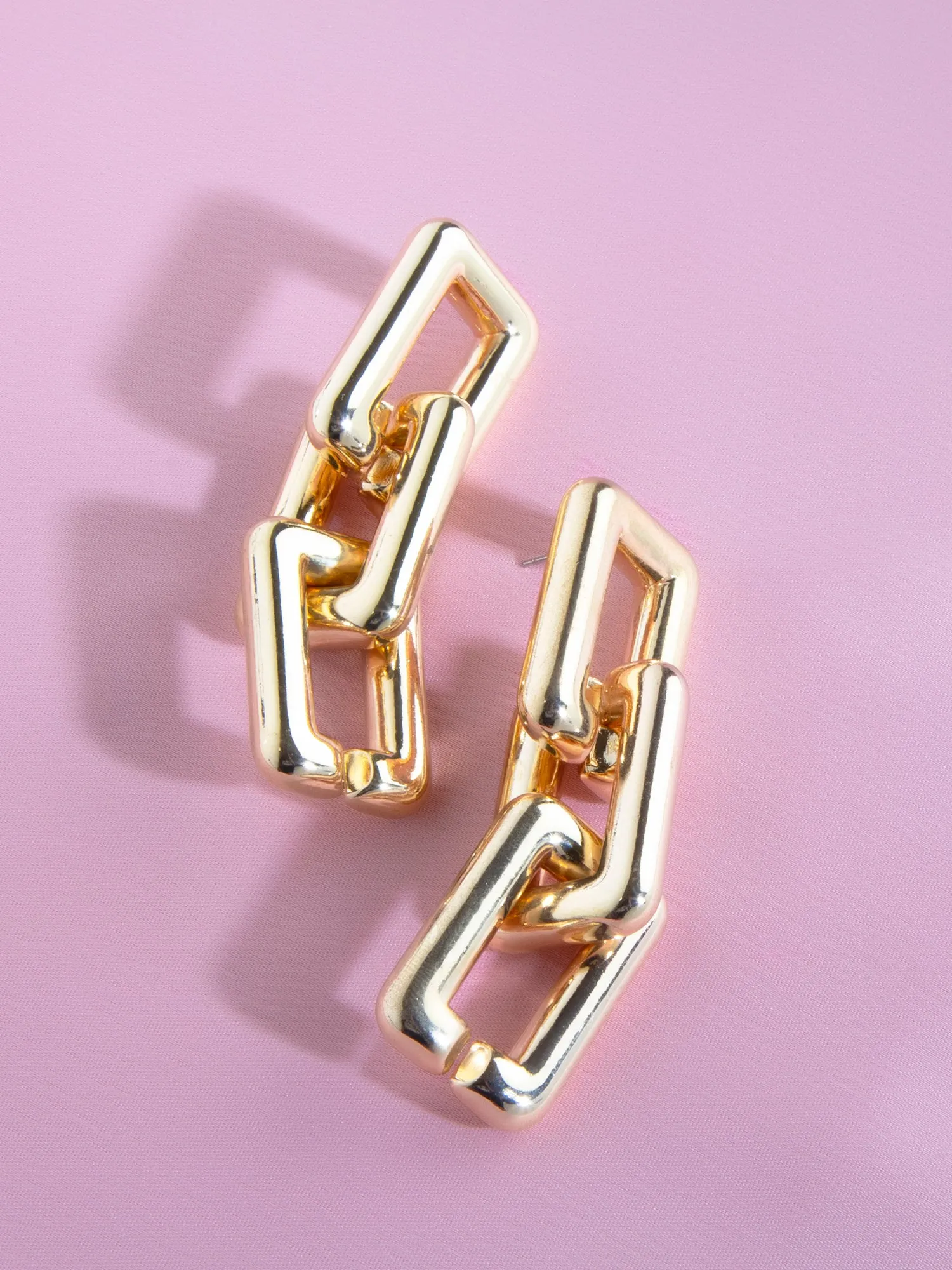 Golden Rectangular Chain Earrings