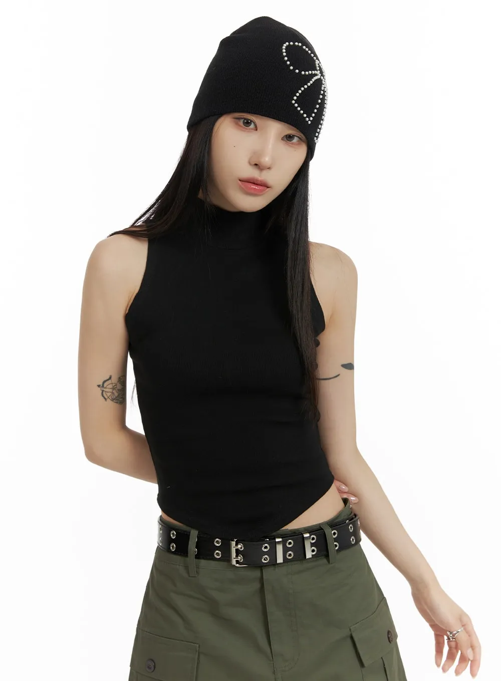 Half-Neck Sleeveless Crop Top CF428