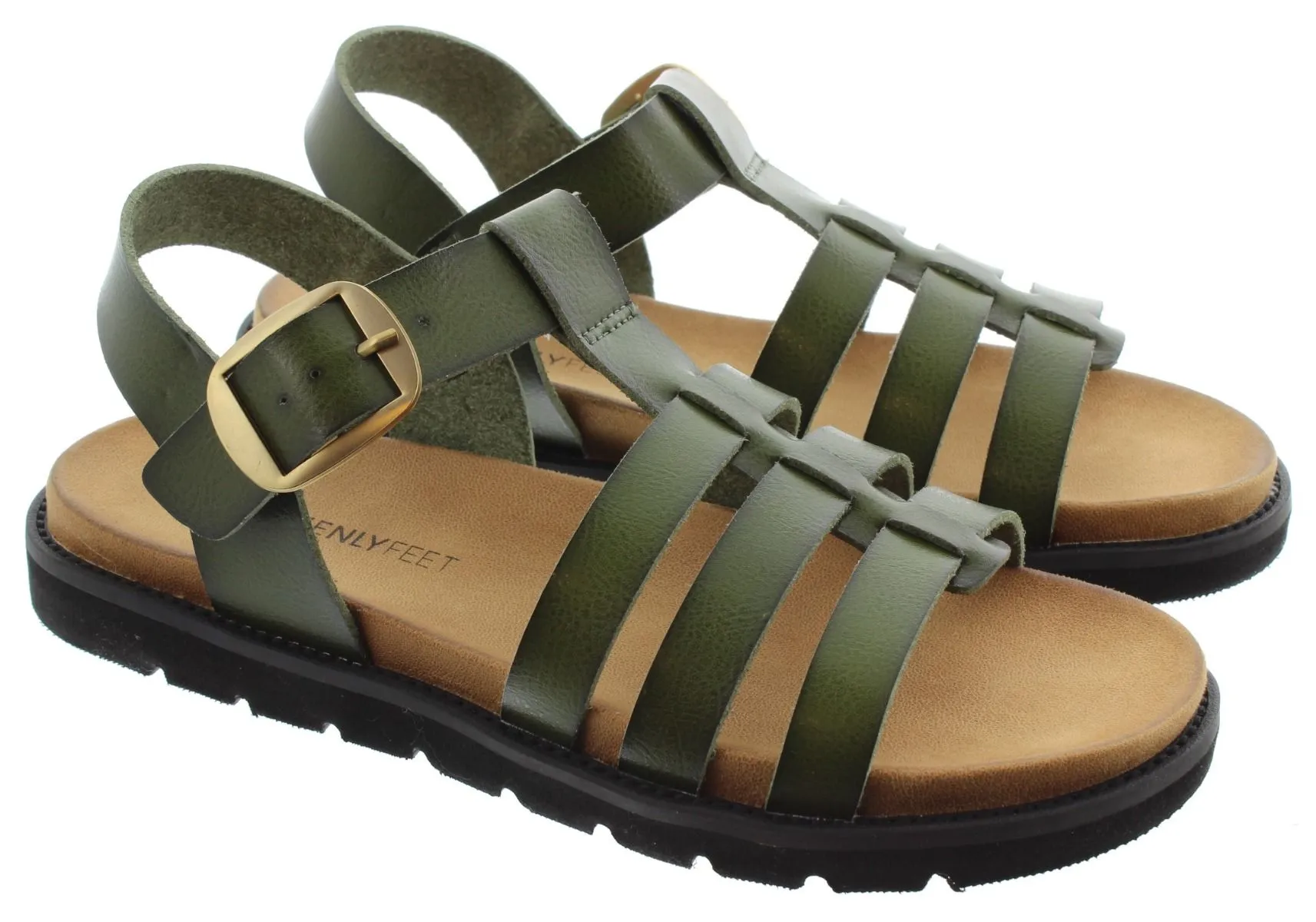 HEAVENLY FEET Ladies Saltwater Flat Sandals In Green