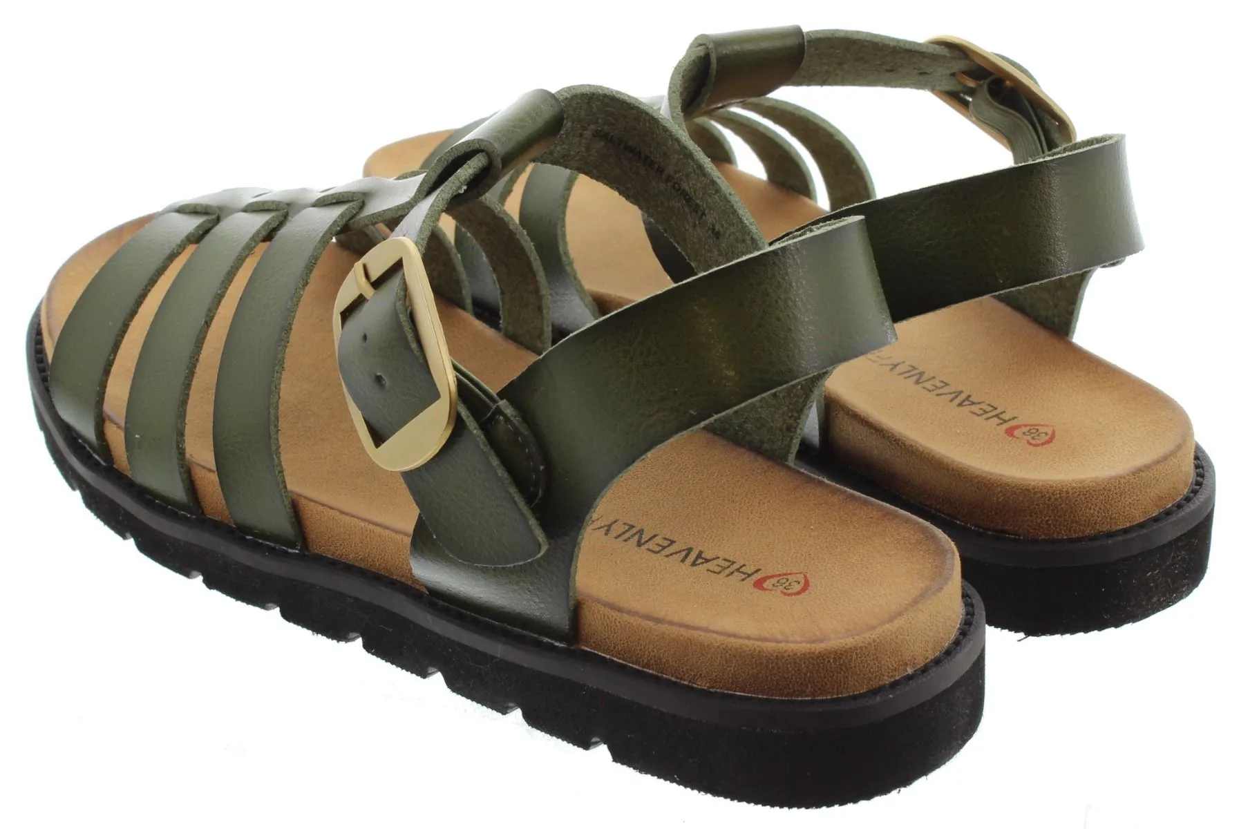 HEAVENLY FEET Ladies Saltwater Flat Sandals In Green