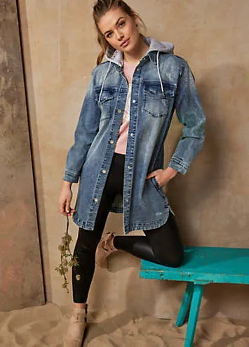 Hooded Denim Coat by bonprix | Grattan