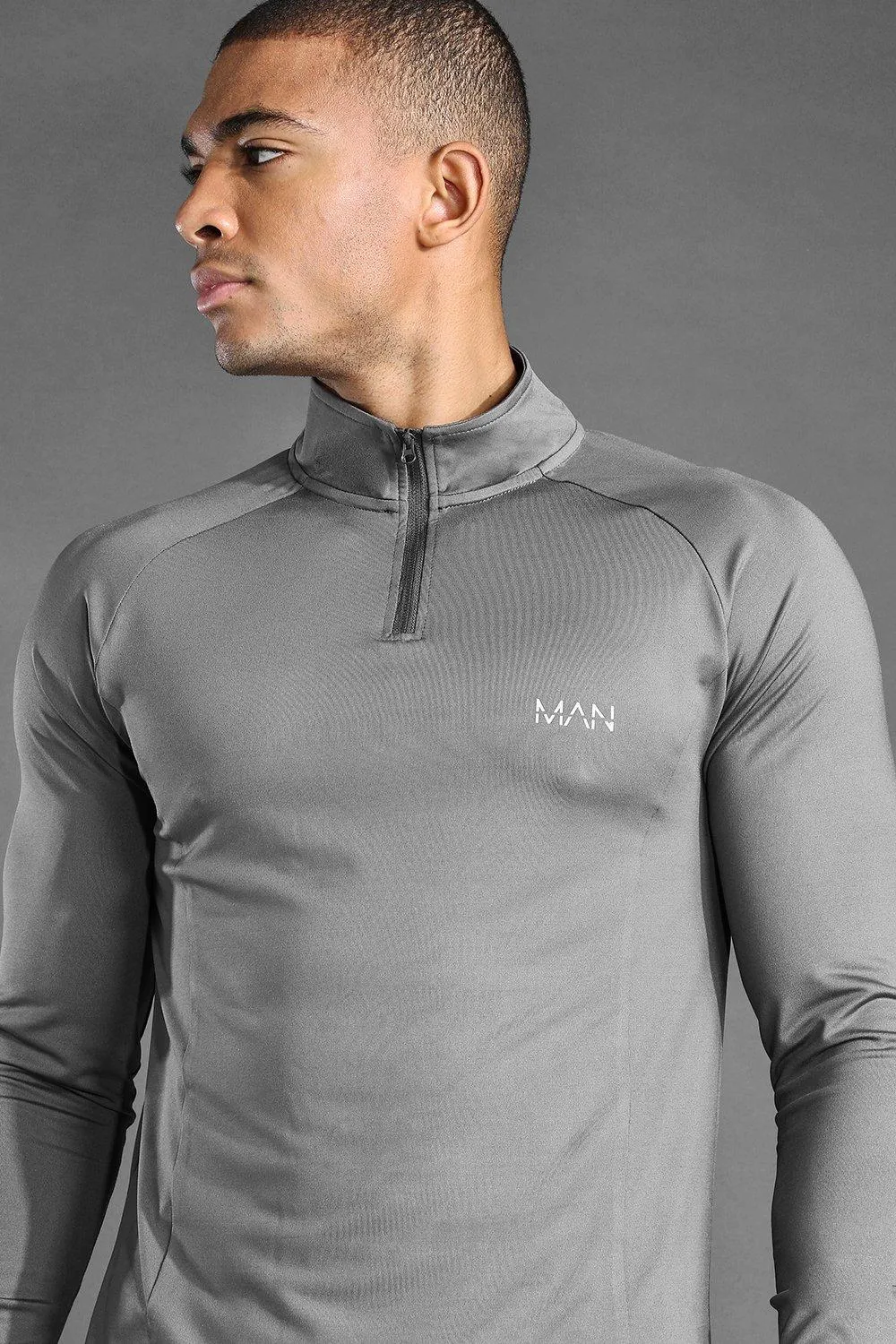 Hoodies & Sweatshirts | Man Active Gym Raglan Slim Fit 1/4 Funnel Top | boohooMAN