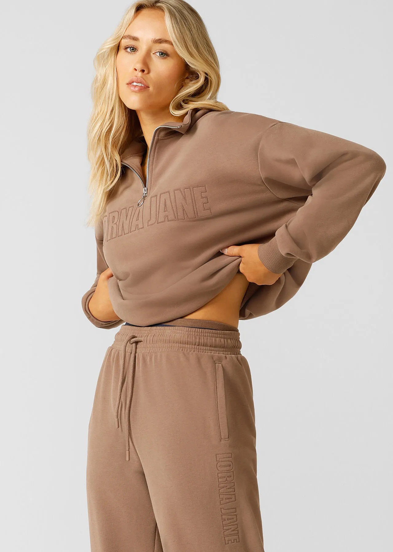 Iconic Quarter Zip Sweat | Brown | Jackets, Hoodies and Sweats | Lorna Jane New Zealand