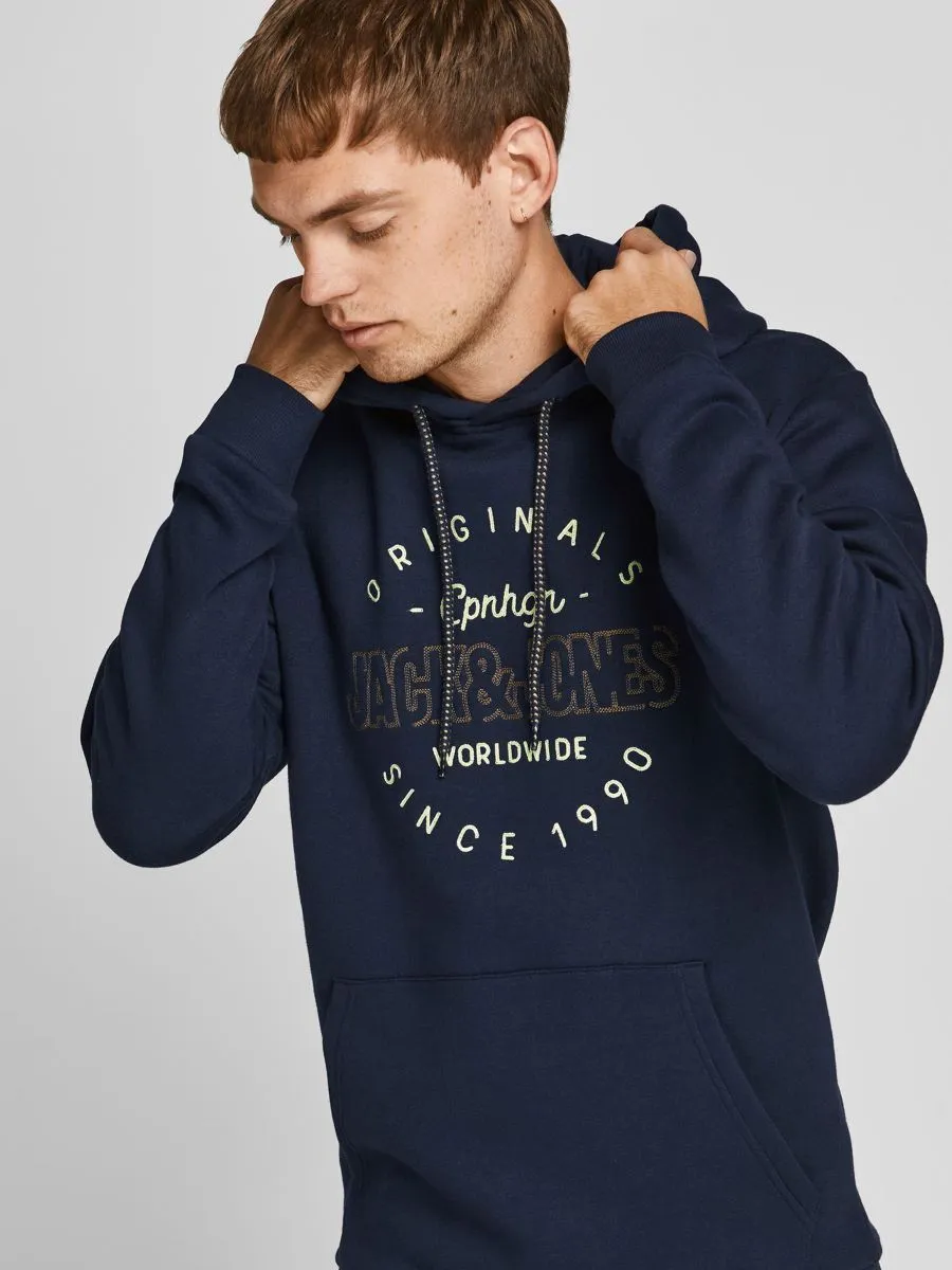 Jack & Jones Structure Hooded Sweatshirts Navy Blazer