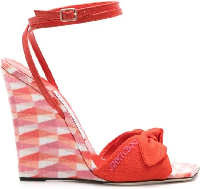 Jimmy Choo 120mm geometric wedge sandals Red