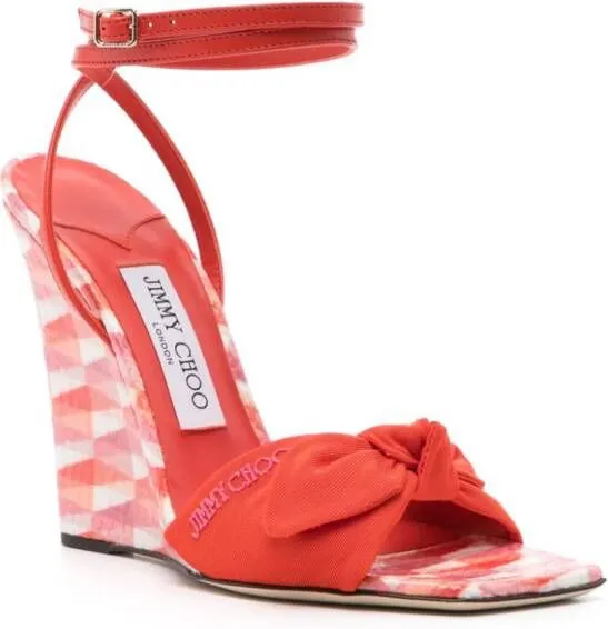 Jimmy Choo 120mm geometric wedge sandals Red