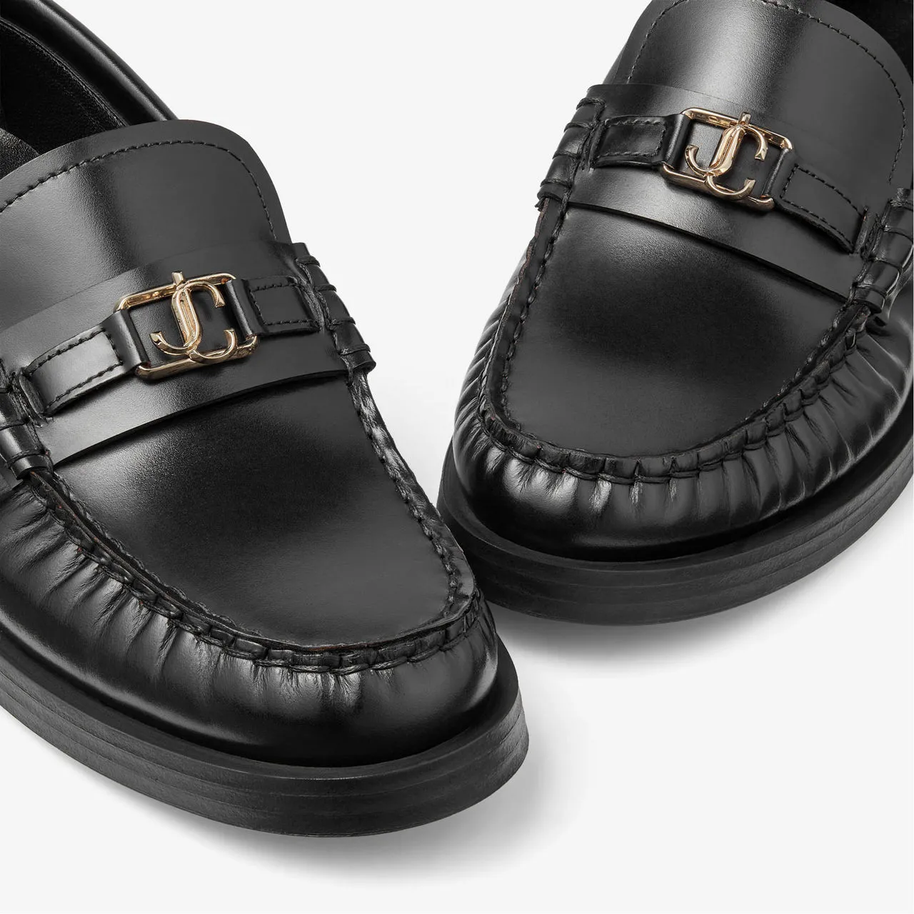 JIMMY CHOO Addie Leather Loafers - Black