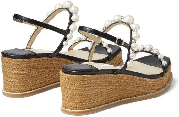 Jimmy Choo Amatuus pearl-embellished 60mm wedge sandals Black