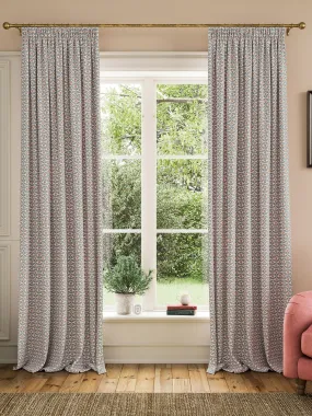 Joules Blue/Creme Floral Foulard Lined Pencil Pleat Pencil Pleat Curtains