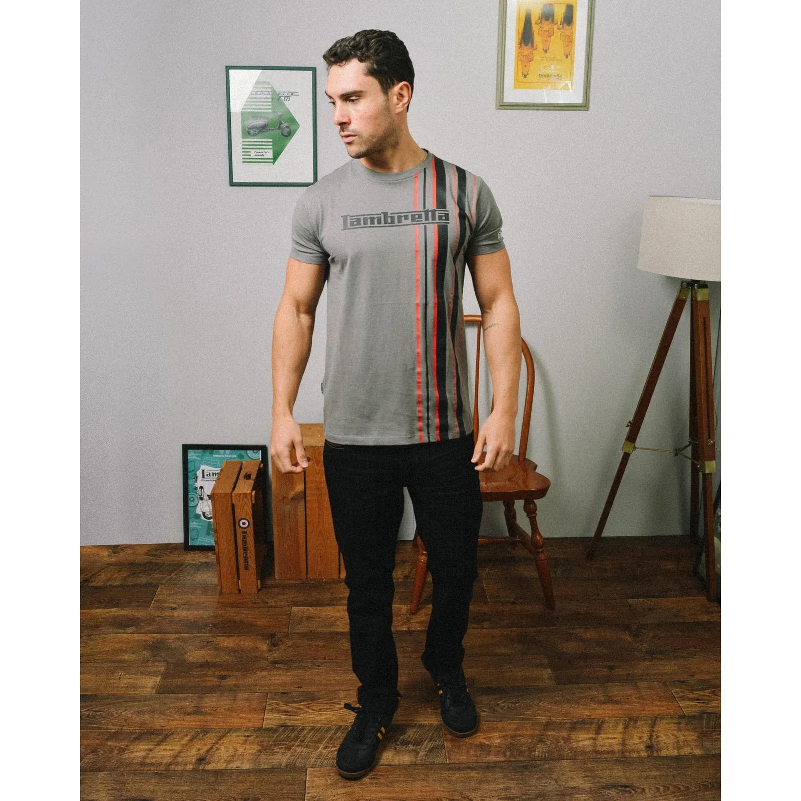 Lambretta Mens Multi Stripe Short Sleeve T-Shirt