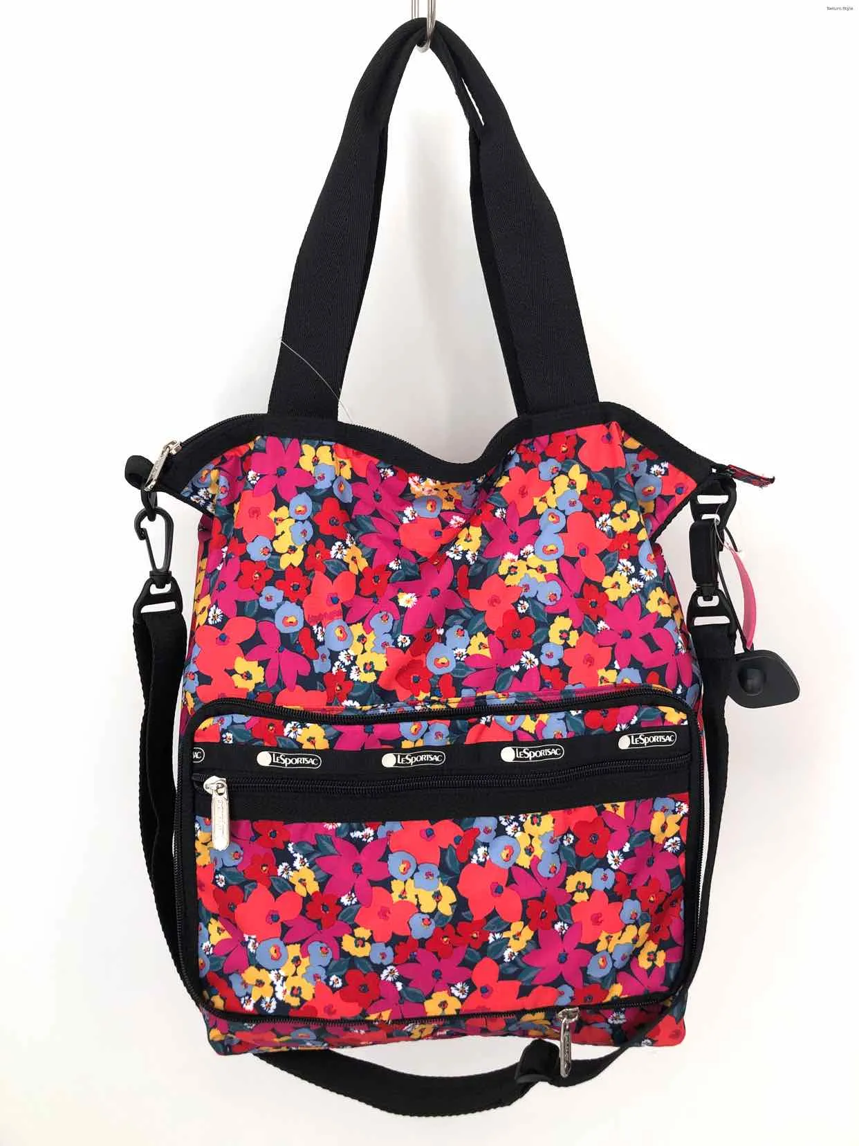 LE SPORTSAC Pink Blue Yellow Nylon Has tag! Floral Crossbody Purse