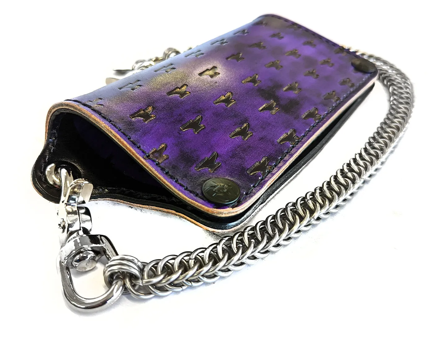 Long Biker Leather Chain Wallet - Nightshade