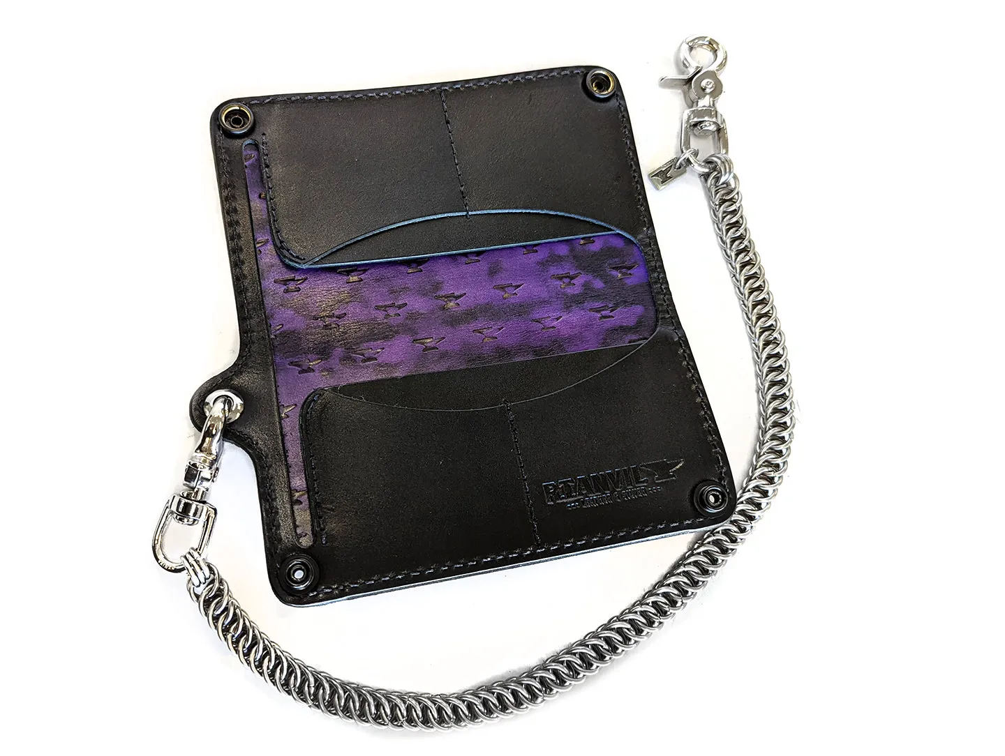 Long Biker Leather Chain Wallet - Nightshade