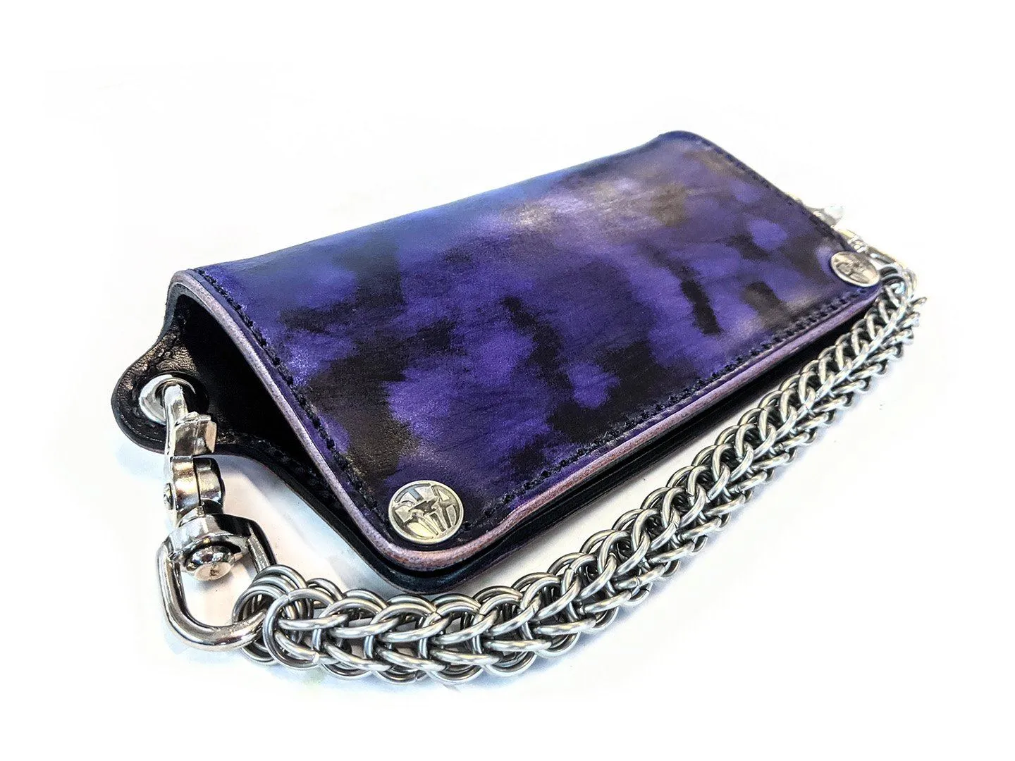 Long Biker Leather Chain Wallet - Nightshade