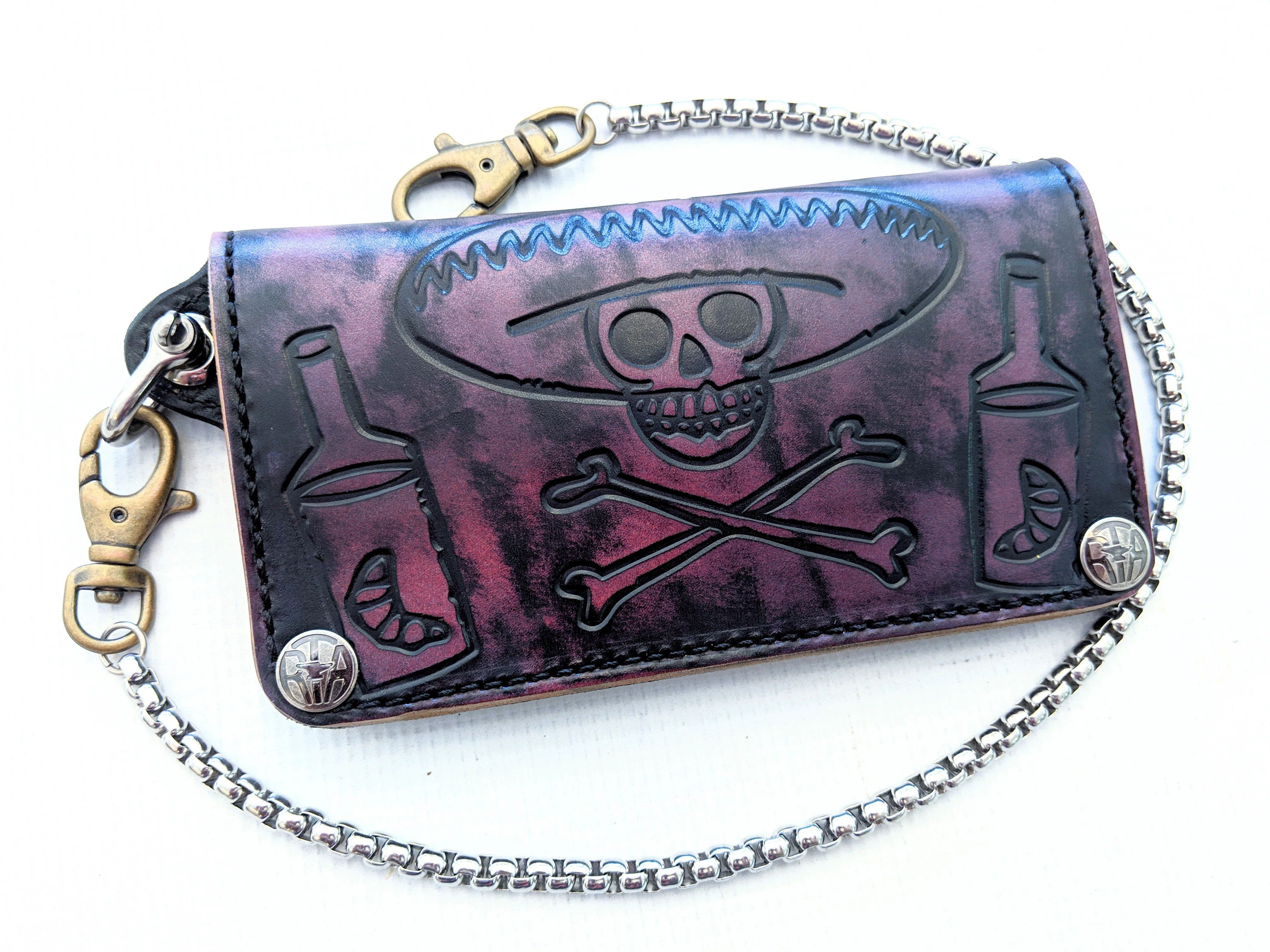 Long Biker Leather Chain Wallet - Violeta