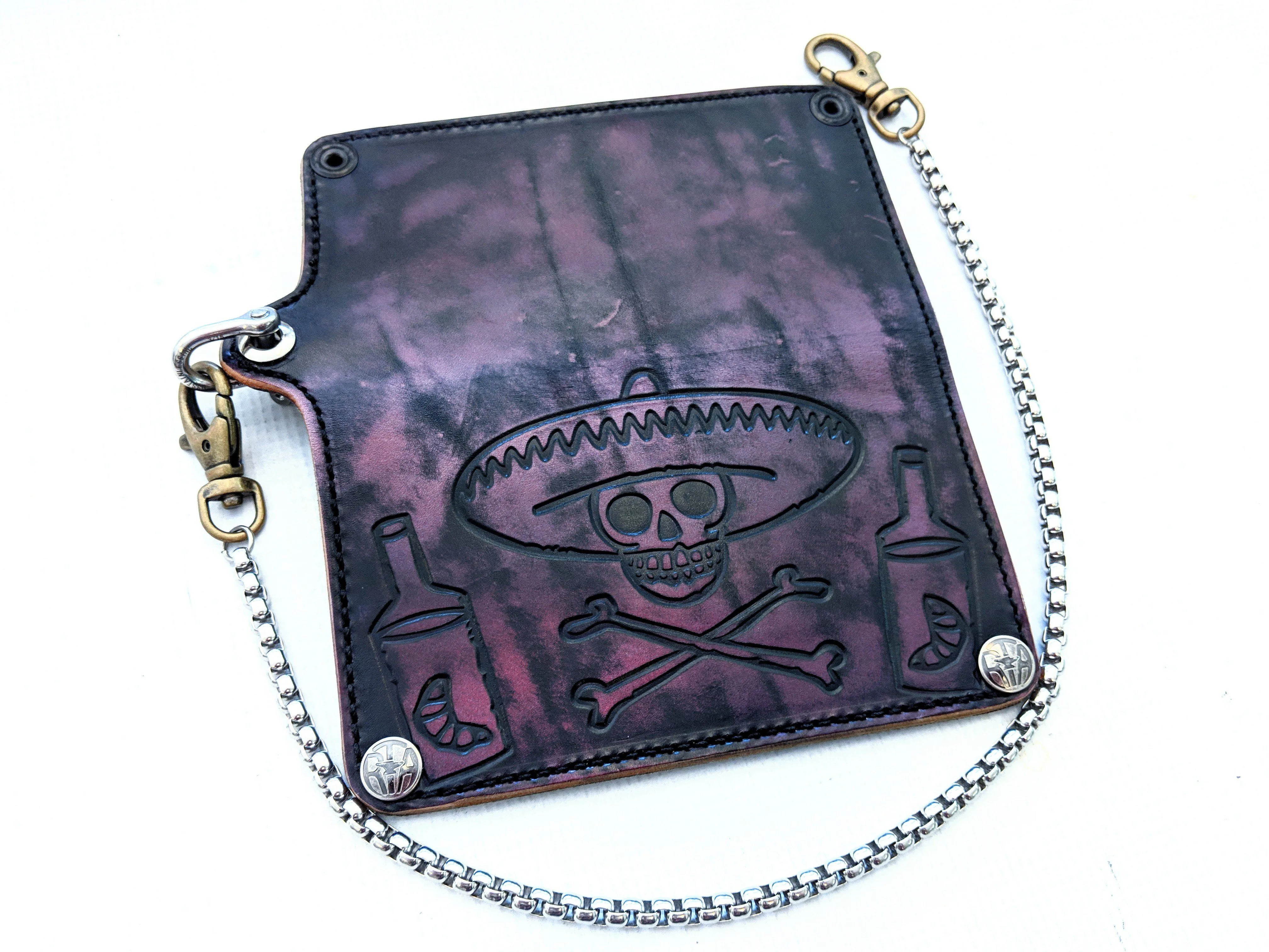 Long Biker Leather Chain Wallet - Violeta