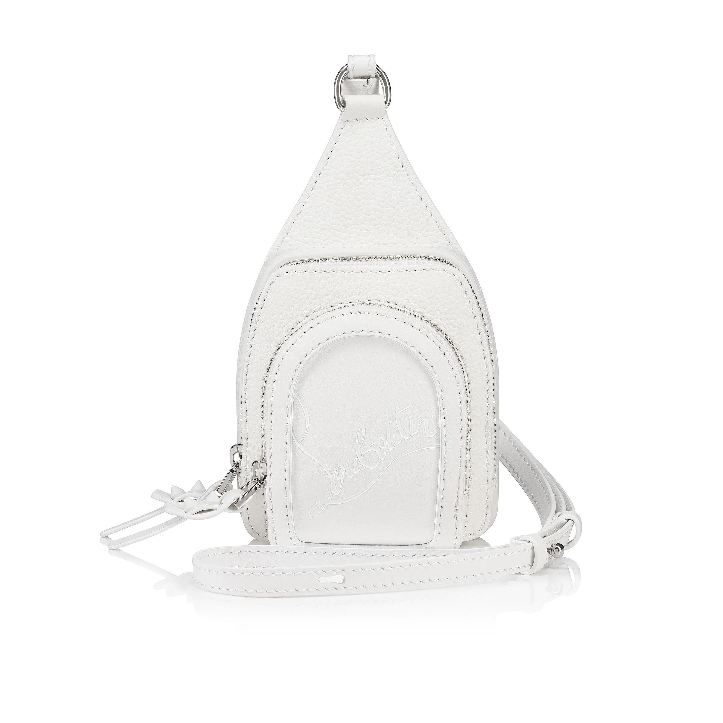 Loubifunk mini Crossbody bag - Grained calf leather and smooth calf leather - White