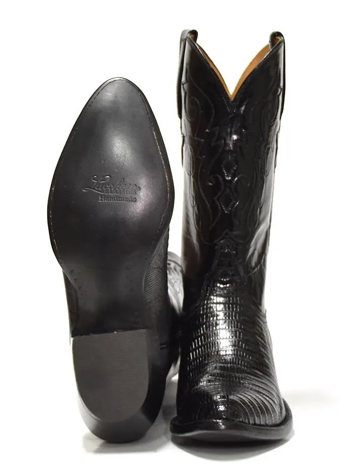 Lucchese G9030.24 Mens Classics Lizard Handmade Cowboy Boots Black