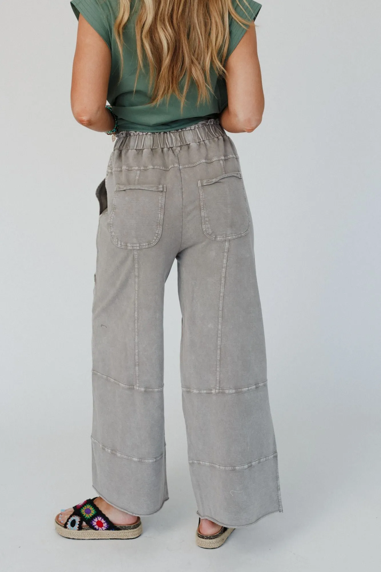 Lucky One Wide Leg Full Pant - Olive Gray