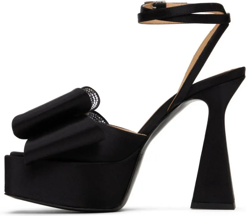 MACH & MACH Black 'Le Cadeau' 140 Platform Heeled Sandals