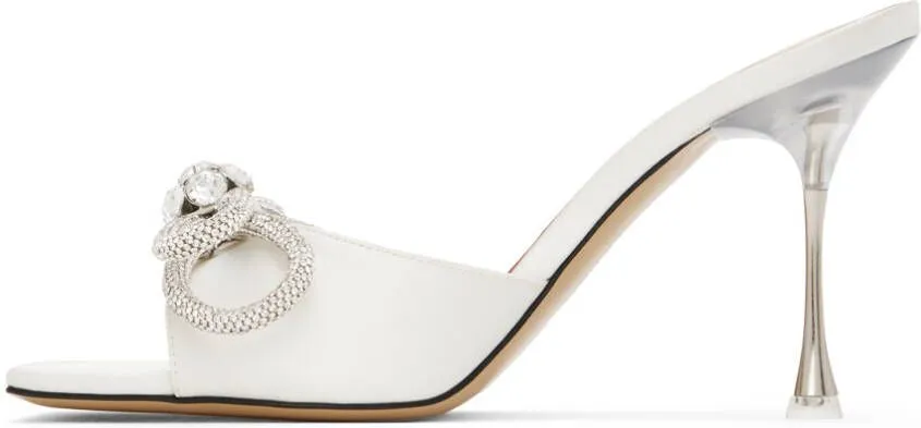 MACH & MACH White Double Bow 95 Heeled Sandals