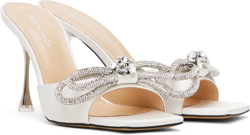 MACH & MACH White Double Bow 95 Heeled Sandals