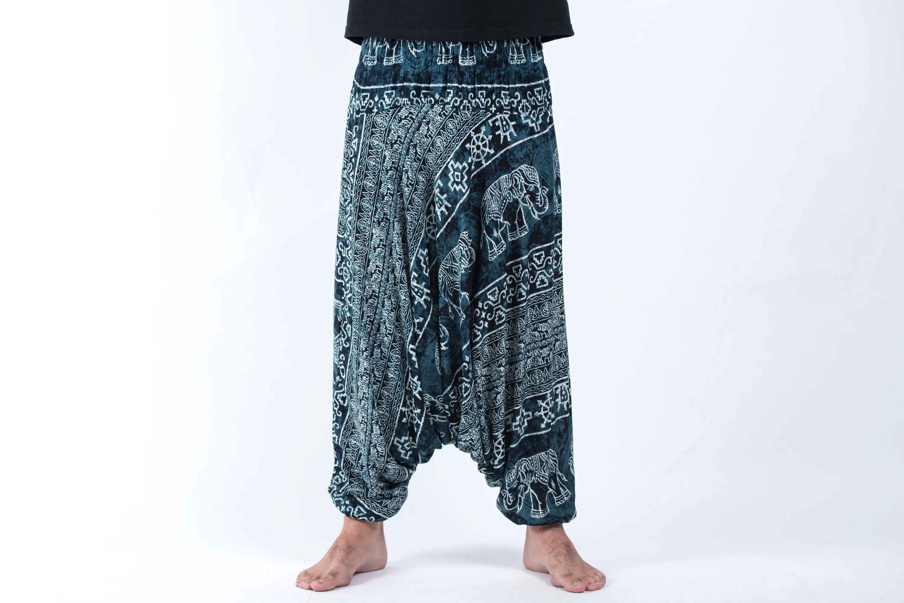 Marble Elephant Drop Crotch Men's Elephant Pants in Black