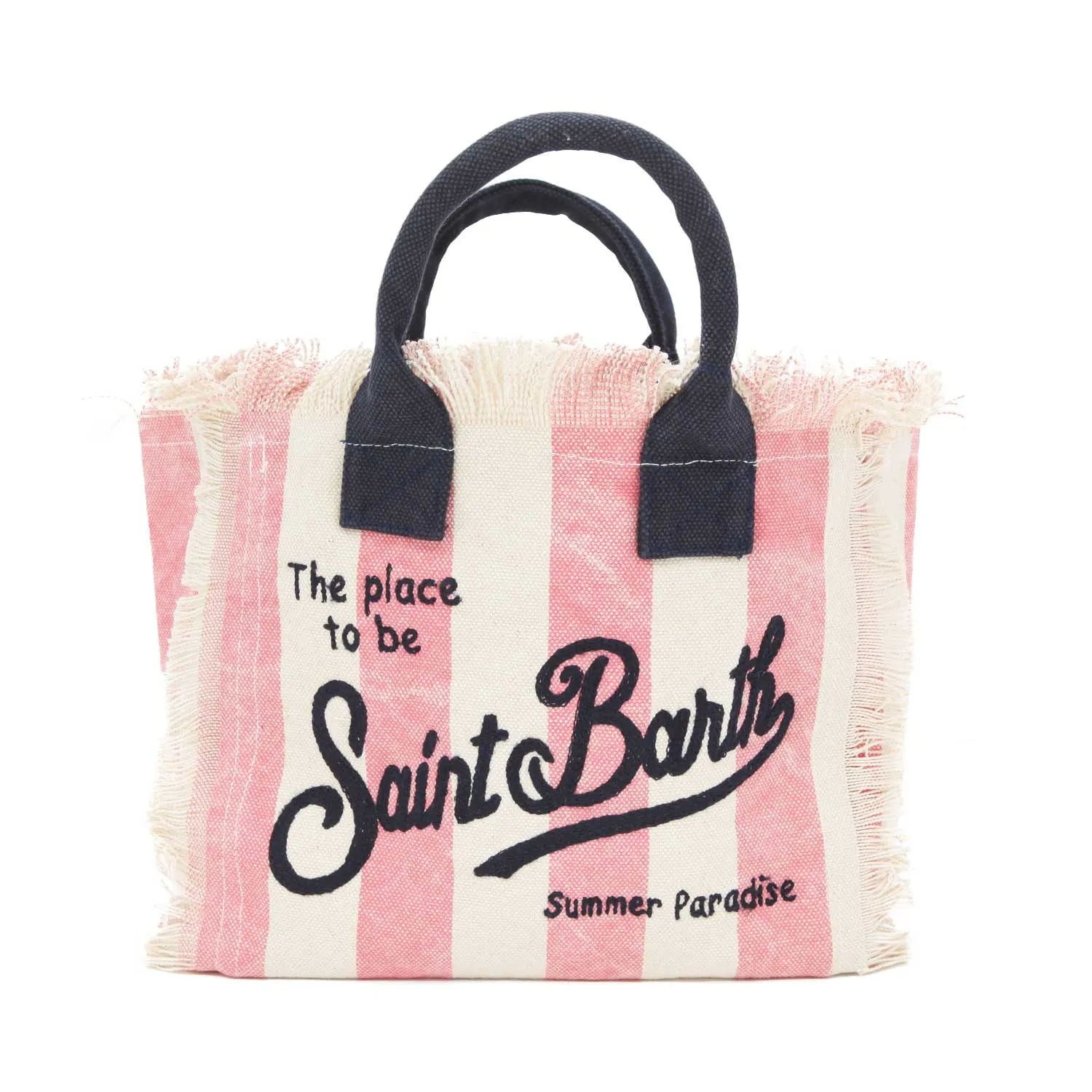 Mc2 Saint Barth White And Pink Striped Colette Handbag