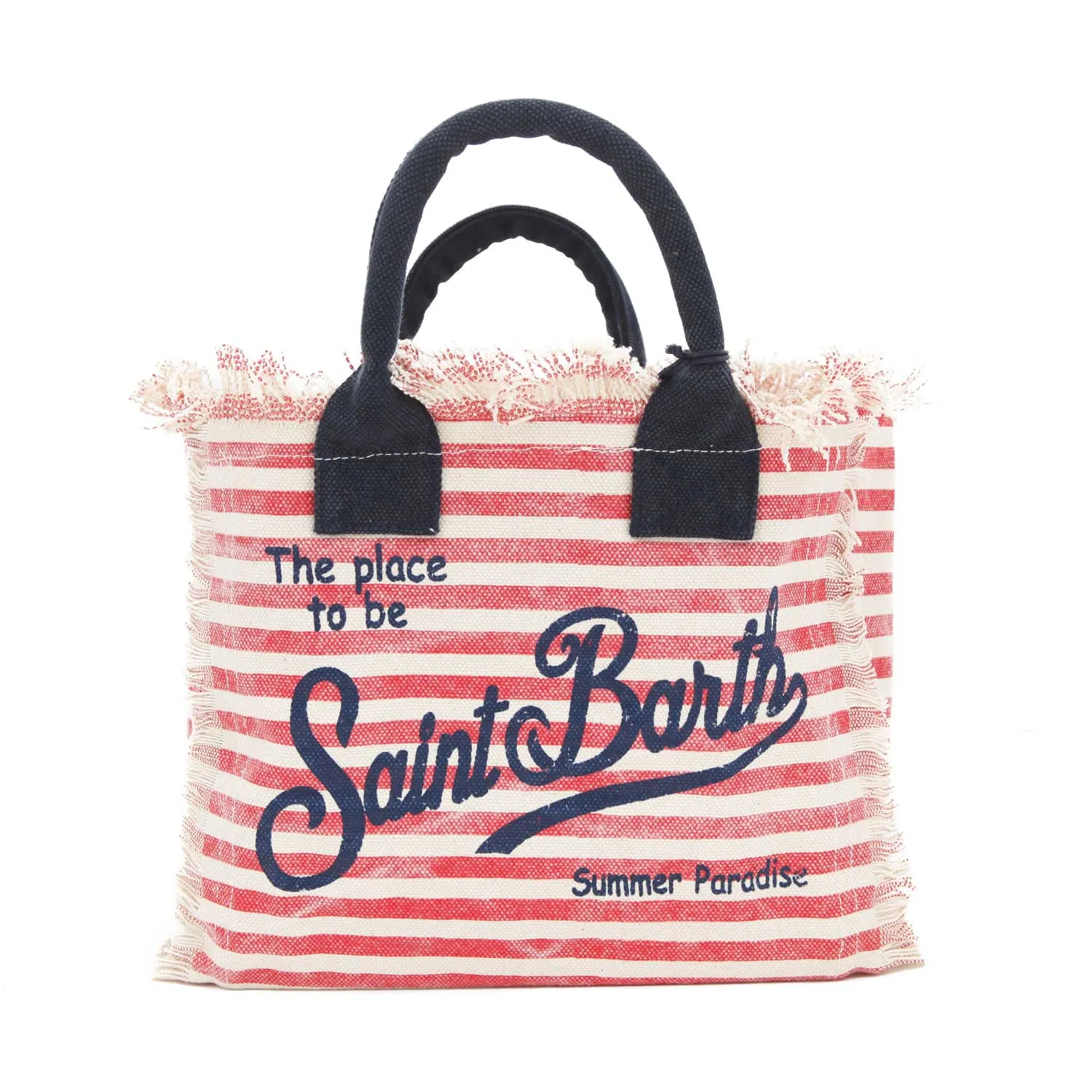 Mc2 Saint Barth White And Red Striped Colette Handbag