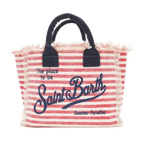 Mc2 Saint Barth White And Red Striped Colette Handbag