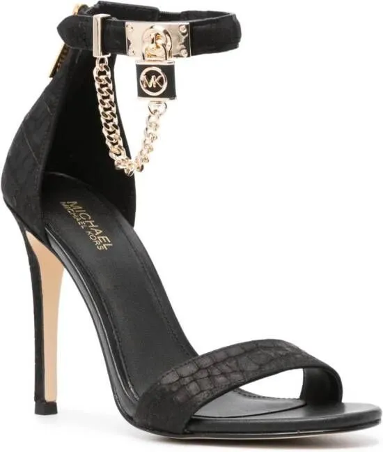 Michael Kors Hamilton 100mm chain-embellished leather sandals Black