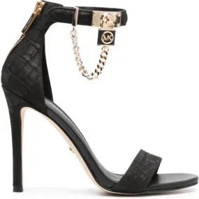 Michael Kors Hamilton 100mm chain-embellished leather sandals Black