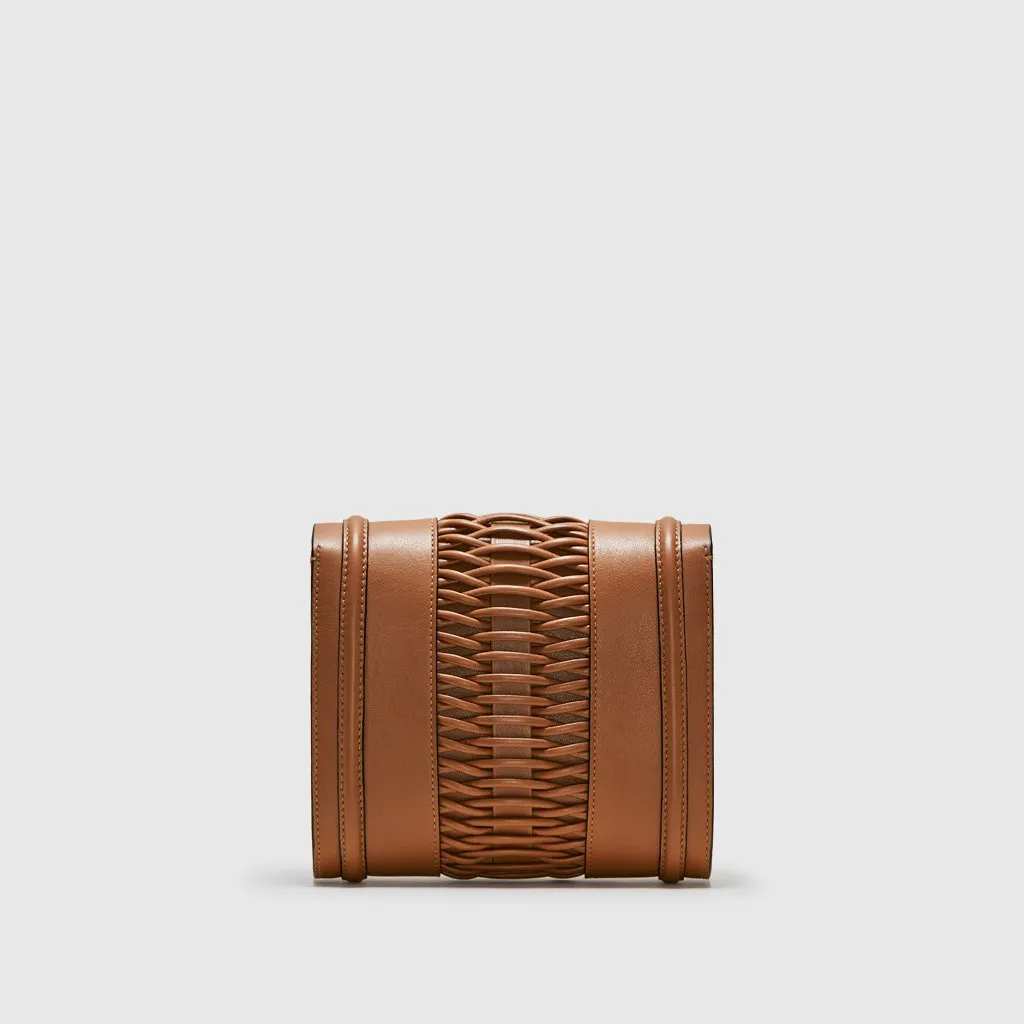 Mini Giovanna camel braided clutch