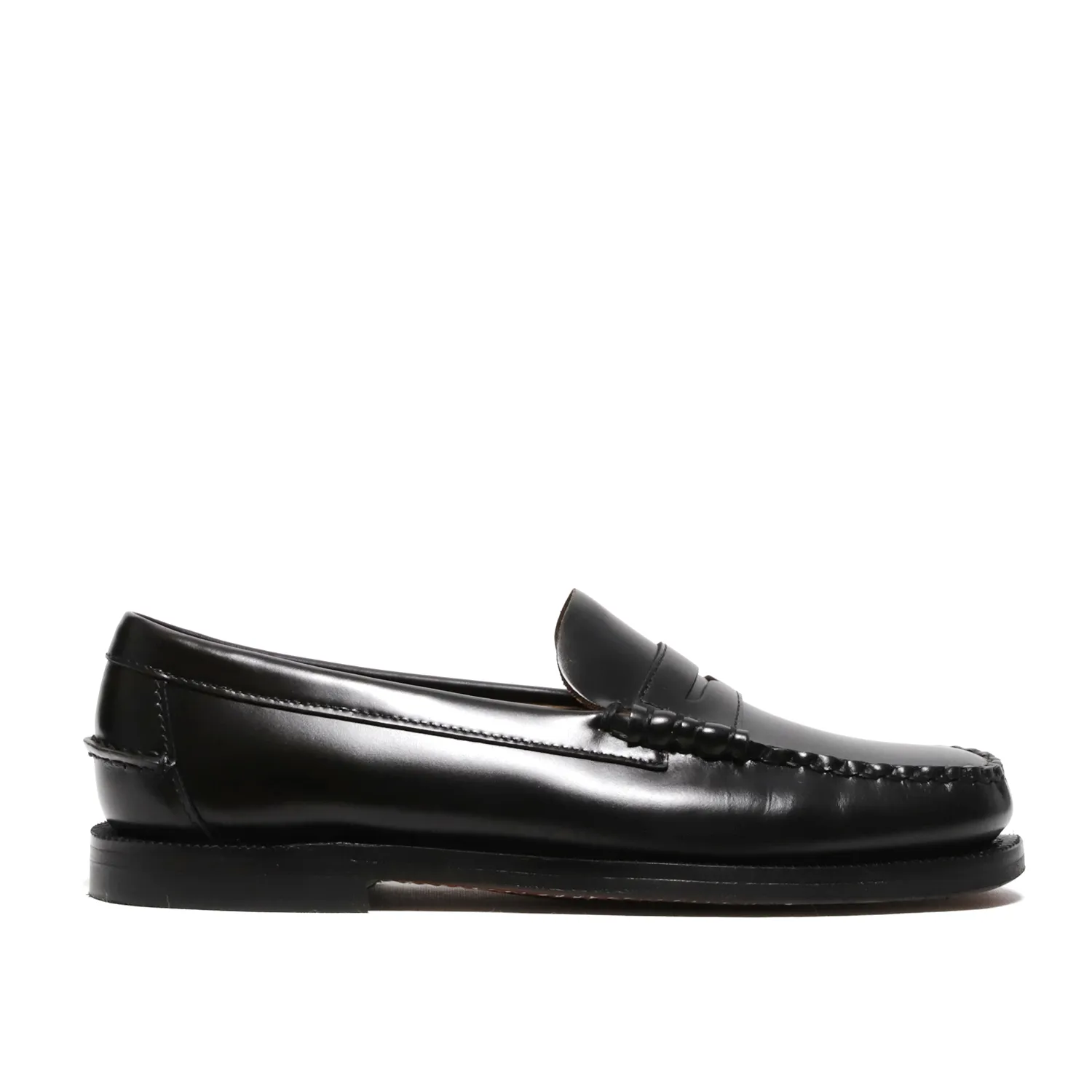 Mocassino loafer Dan in pelle pieno fiore spazzolata nera