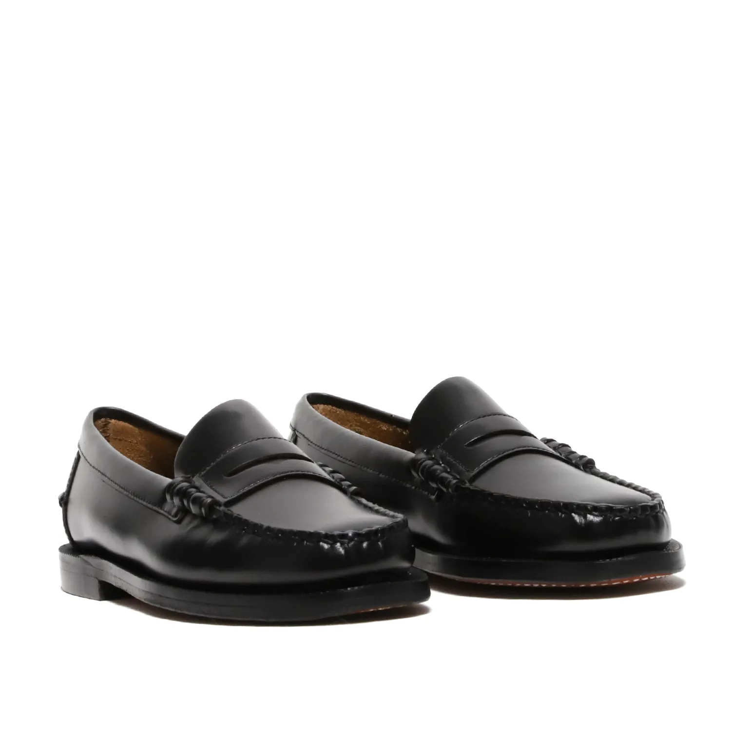 Mocassino loafer Dan in pelle pieno fiore spazzolata nera