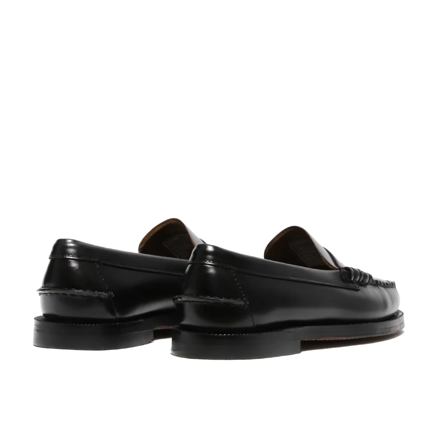 Mocassino loafer Dan in pelle pieno fiore spazzolata nera