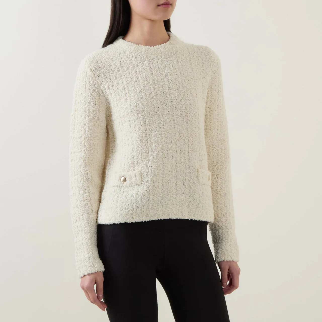 MONCLER Bouclé Knit Sweater - Natural