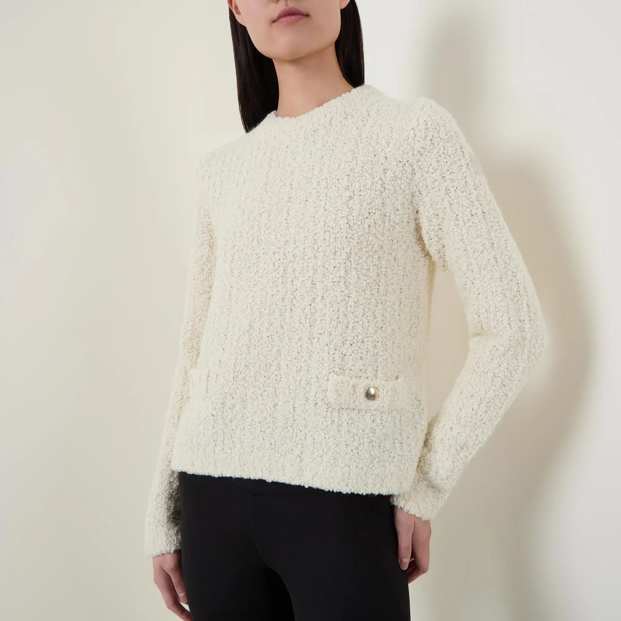 MONCLER Bouclé Knit Sweater - Natural