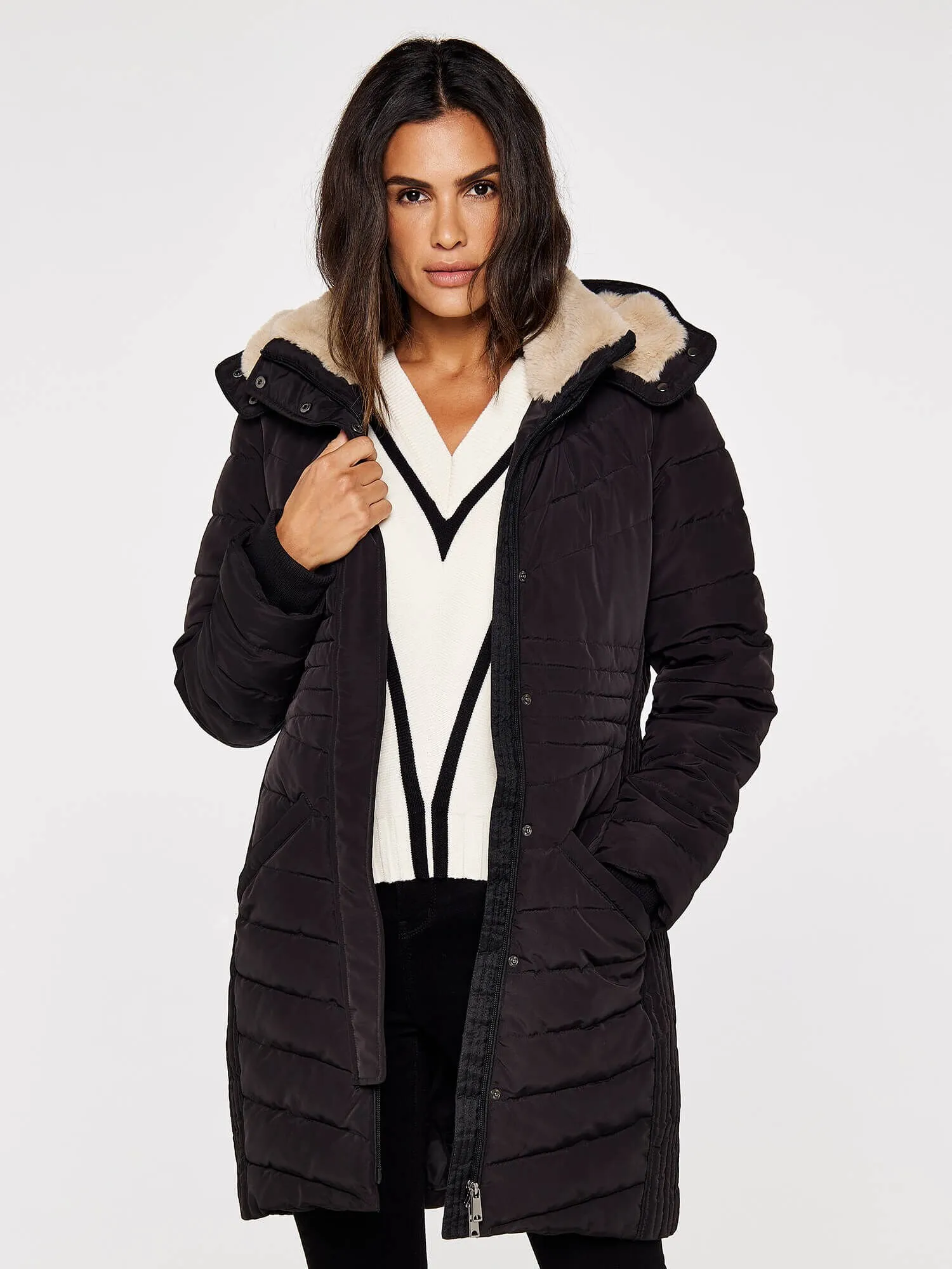 Multi-panel Puffer Coat | Apricot Clothing