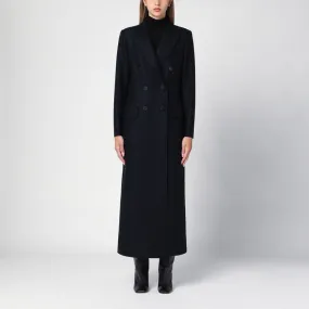 Navy blue wool double-breasted coat