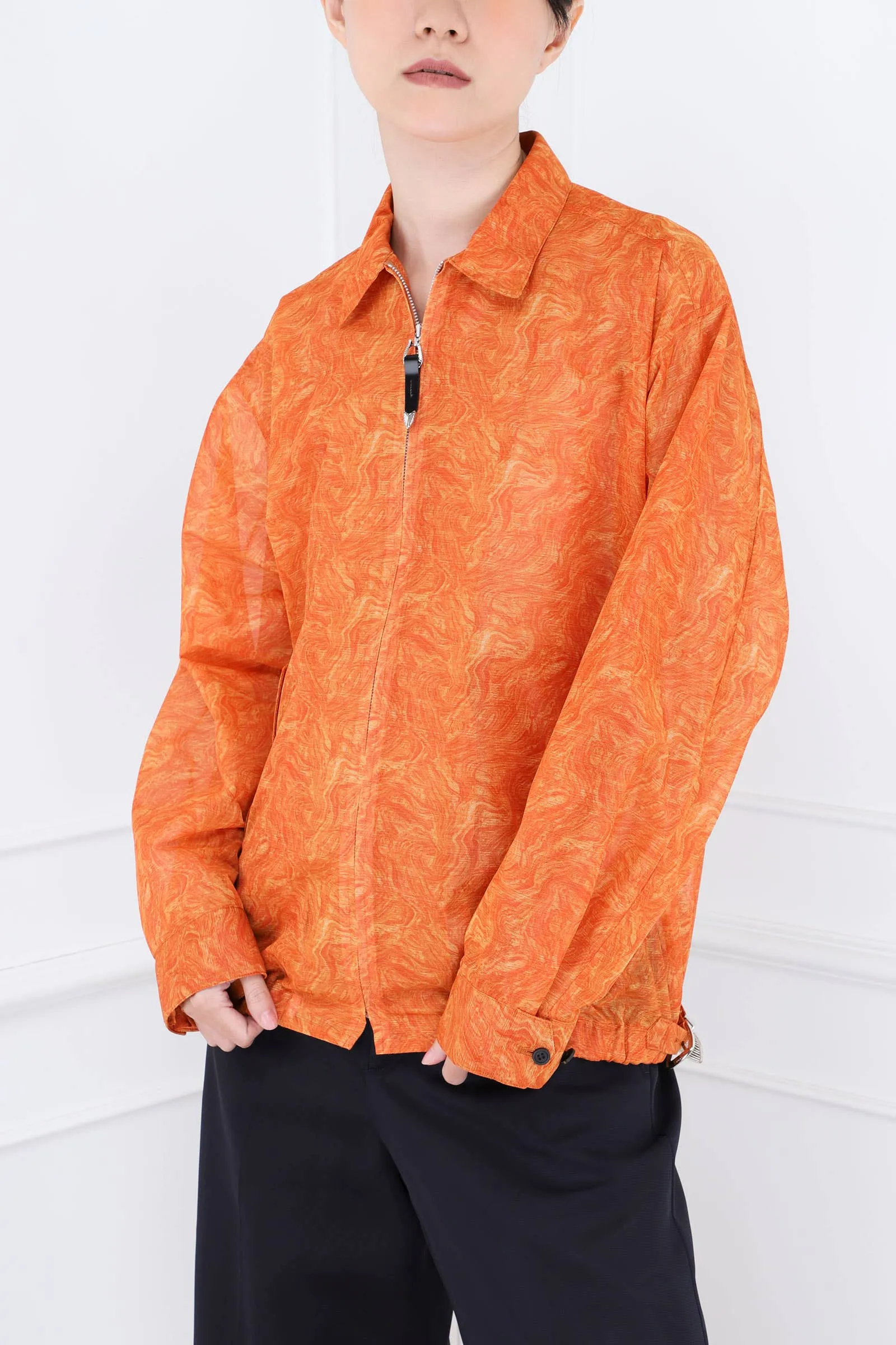 Orange Mesh Marble Print Jacket