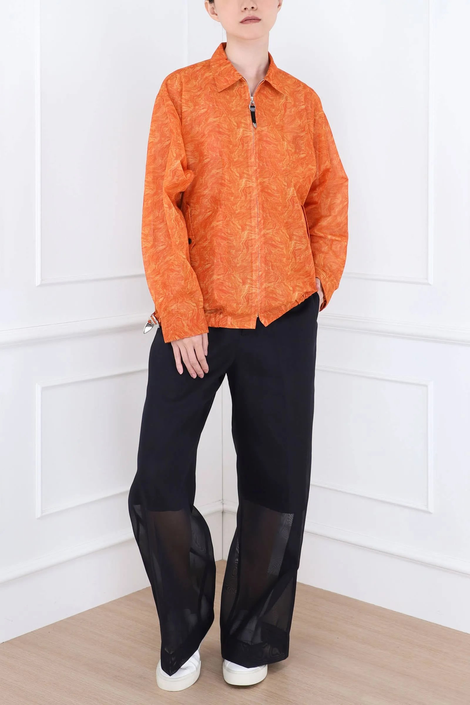 Orange Mesh Marble Print Jacket