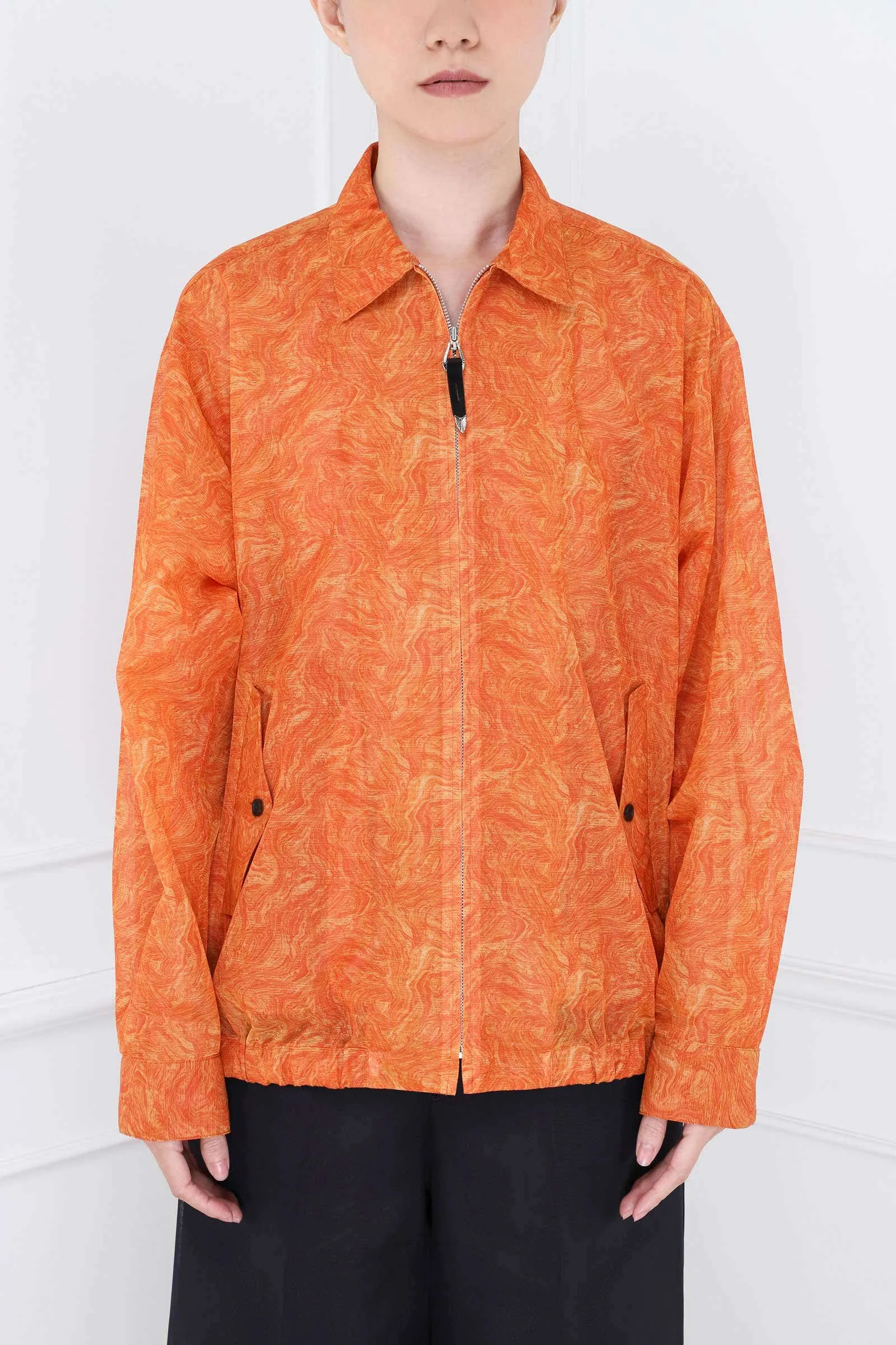 Orange Mesh Marble Print Jacket