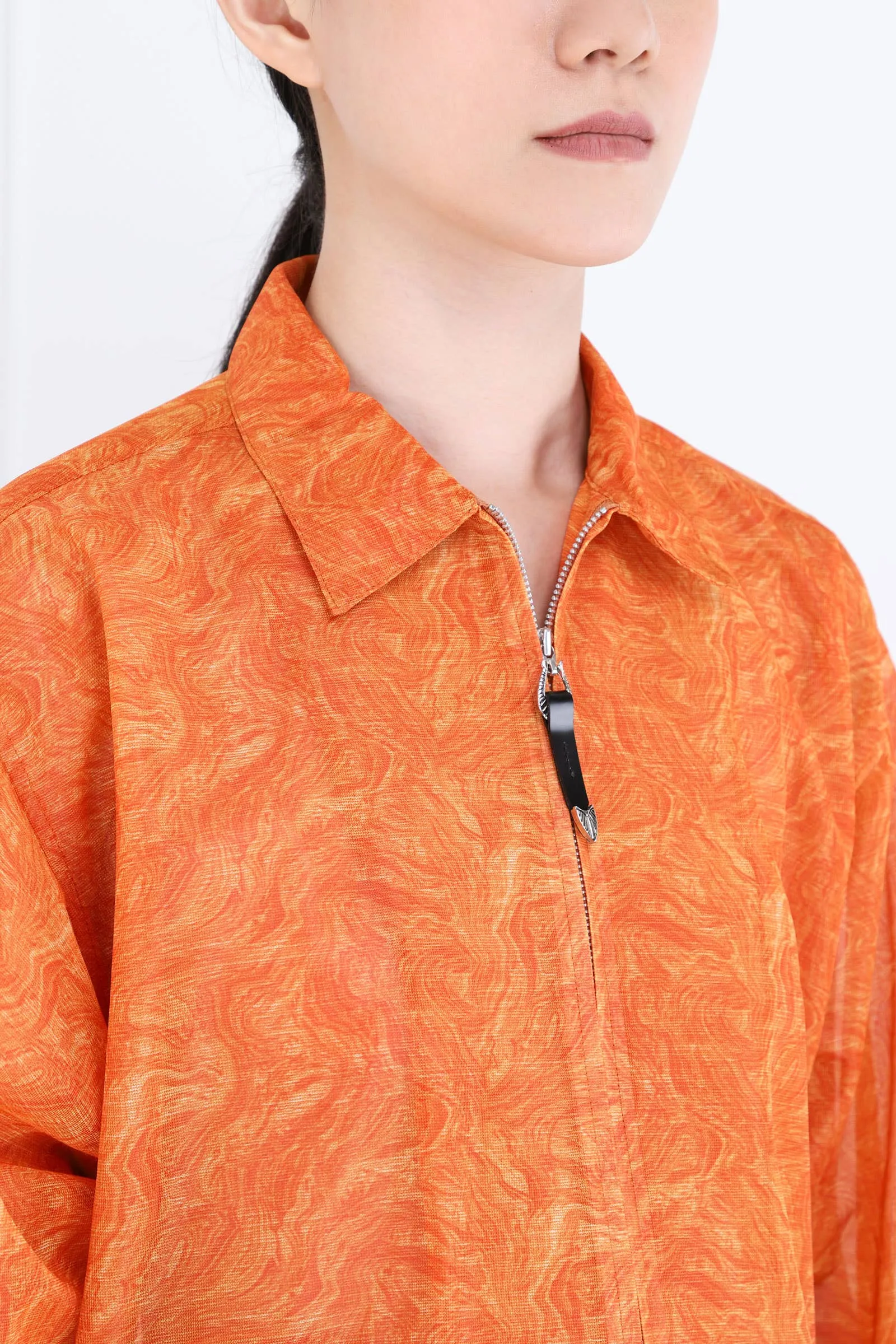 Orange Mesh Marble Print Jacket